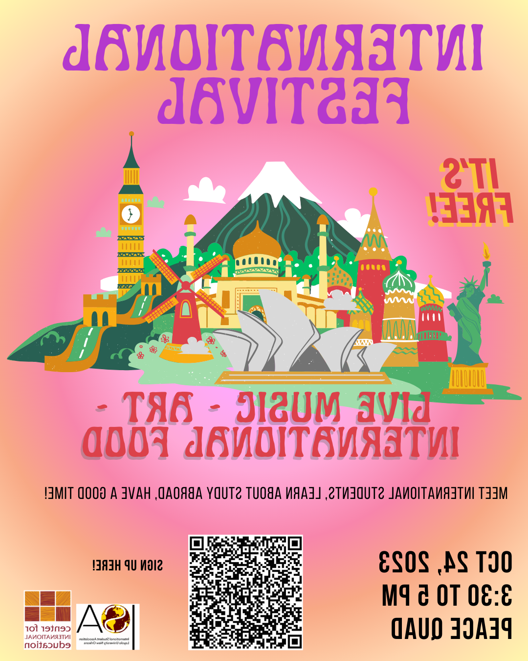 Flyer for festival with QR code link for interested students to apply for a table!